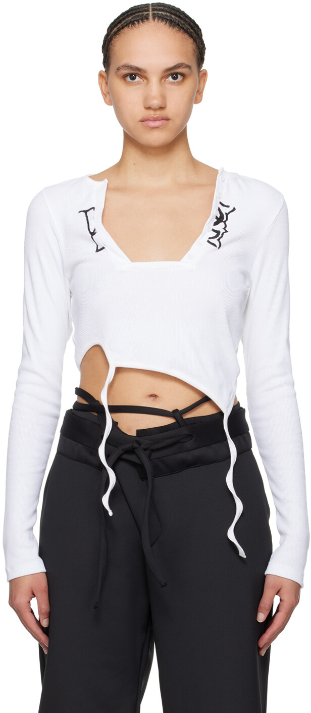 Белая асимметричная футболка с длинным рукавом Ottolinger
Белая асимметричная футболка с длинным рукавом Ottolinger