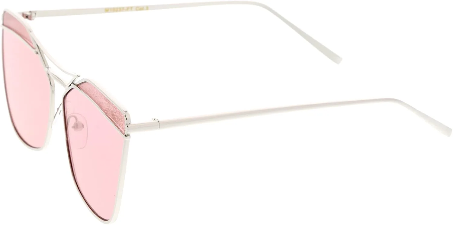 zeroUV Современные металлические солнцезащитные очки с двойной переносицей, зеркальными плоскими линзами и квадратной формой, диаметр линз 56 мм, Silver / Pink Mirror
zeroUV Современные металлические солнцезащитные очки с двойной переносицей, зеркальными плоскими линзами и квадратной формой, диаметр линз 56 мм, Silver / Pink Mirror