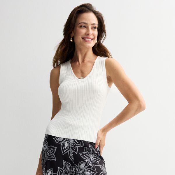 Женский ребристый свитер-майка Thalia Sodi, белый
Женский ребристый свитер-майка Thalia Sodi, белый
