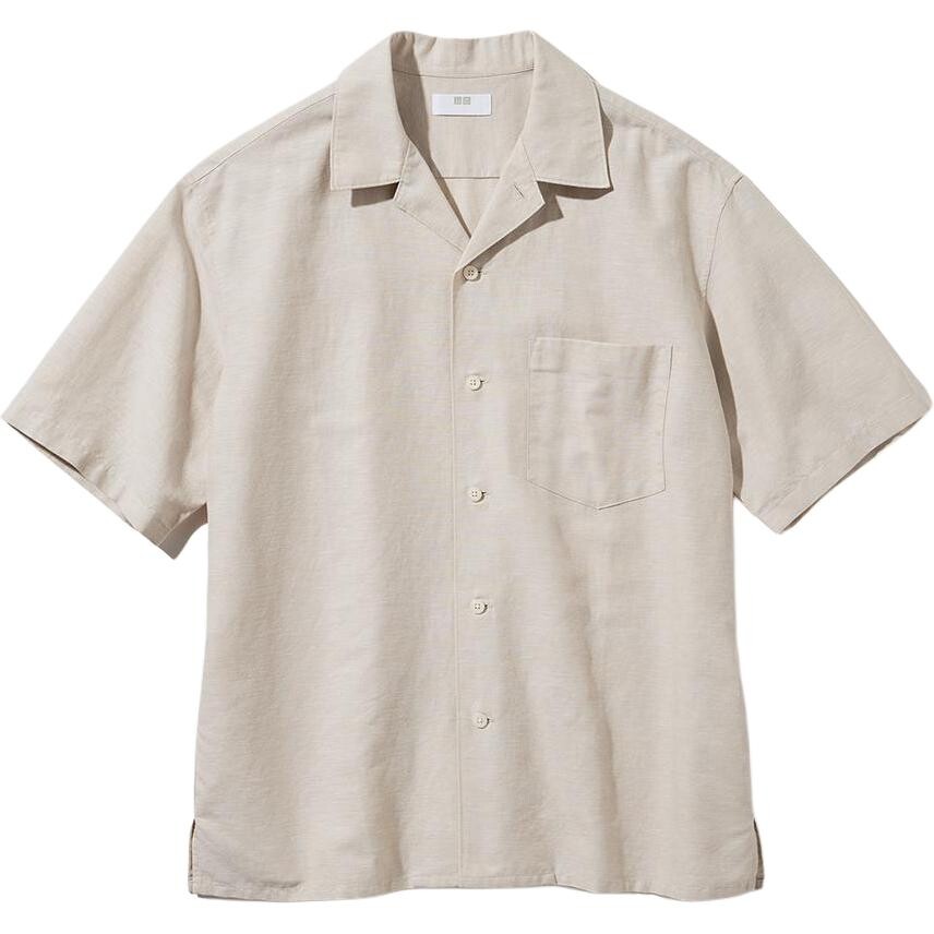 Рубашка унисекс бежевая Uniqlo, бежевый 
Рубашка унисекс бежевая Uniqlo, бежевый