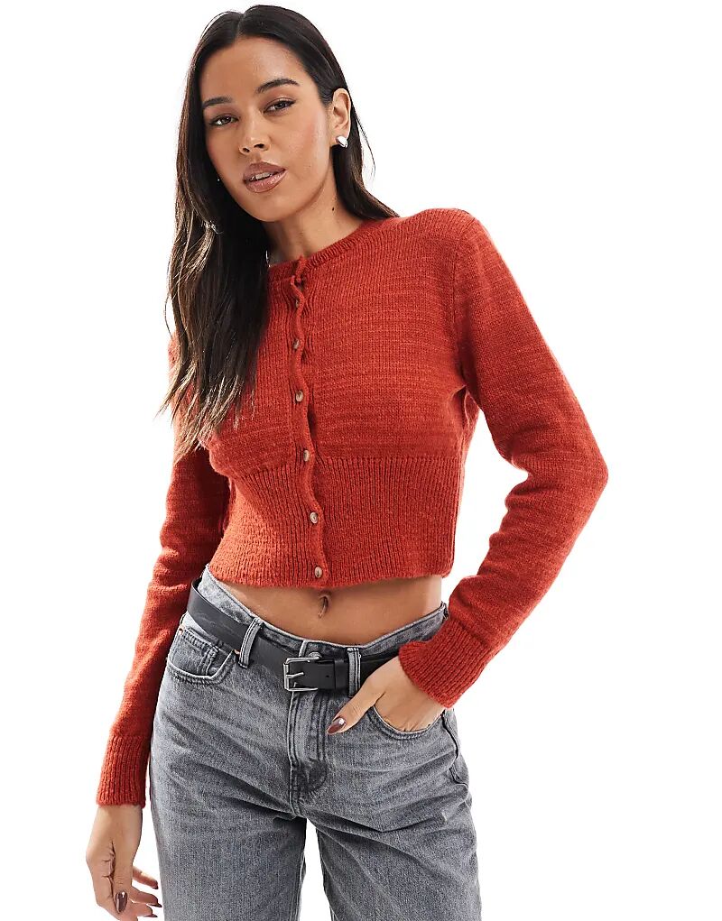 Кардиган с круглым вырезом и глубоким ребристым краем бордового цвета ASOS DESIGN
Кардиган с круглым вырезом и глубоким ребристым краем бордового цвета ASOS DESIGN