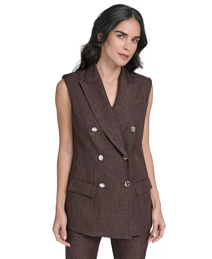 Миниатюрный двубортный блейзер без рукавов Calvin Klein, коричневый
Миниатюрный двубортный блейзер без рукавов Calvin Klein, коричневый