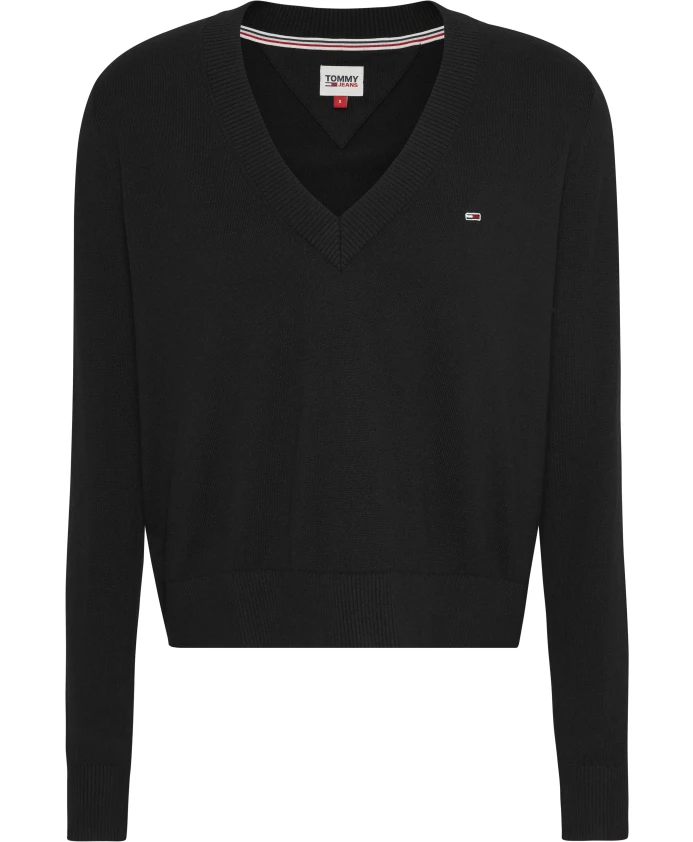 Классический черный пуловер с V-образным вырезом Tommy Jeans, черный
Классический черный пуловер с V-образным вырезом Tommy Jeans, черный