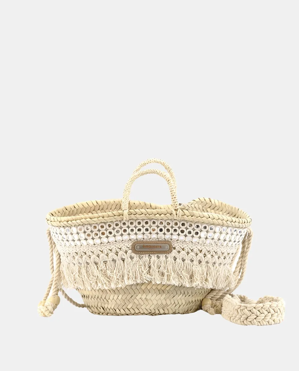 Маленькая корзина из 5 витков натуральной пальмы с бахромой и зеркалами Simó Sastre, бежевый
Маленькая корзина из 5 витков натуральной пальмы с бахромой и зеркалами Simó Sastre, бежевый