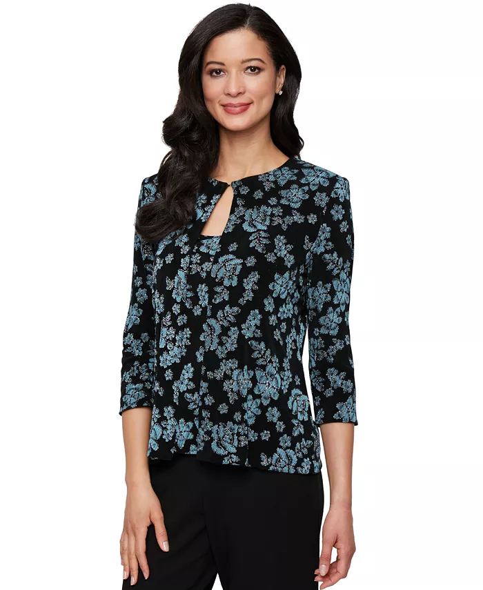 Женская майка и куртка из блестящей трикотажной ткани с принтом и круглым вырезом Alex Evenings, фиолетовый
Женская майка и куртка из блестящей трикотажной ткани с принтом и круглым вырезом Alex Evenings, фиолетовый