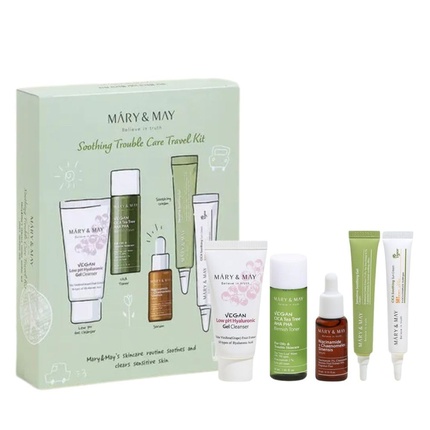 Дорожный набор Soothing Trouble Care - набор из 5 миниатюр средств по уходу за кожей лица Mary&May
Дорожный набор Soothing Trouble Care - набор из 5 миниатюр средств по уходу за кожей лица Mary&May