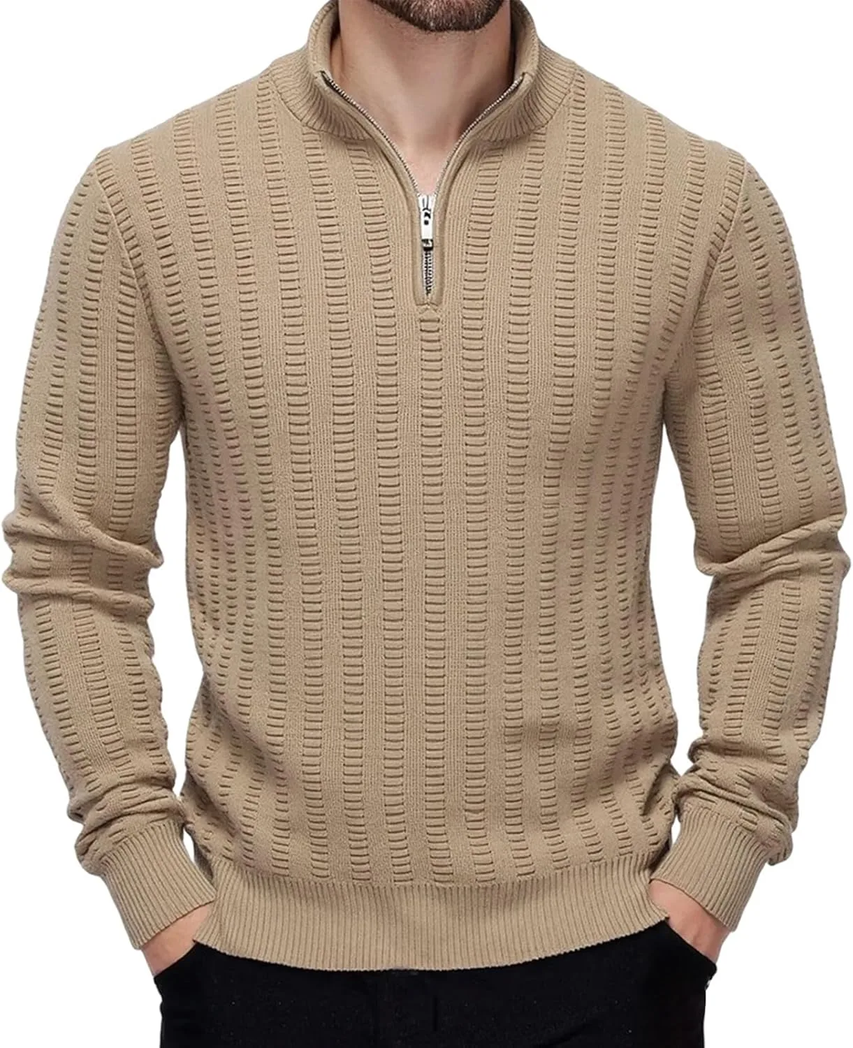 Мужской свитер с воротником стойкой и застежкой на четверть, легкий, свободного кроя
Мужской свитер с воротником стойкой и застежкой на четверть, легкий, свободного кроя