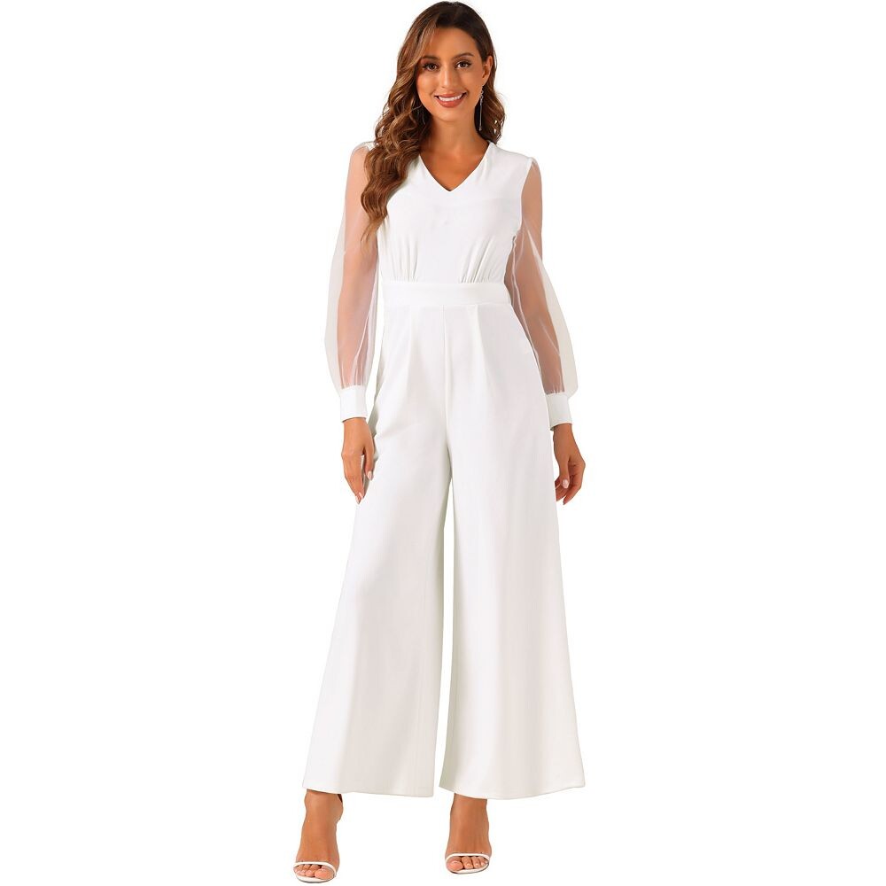 Женские свободные комбинезоны с длинными рукавами и V-образным вырезом в сетку, комбинезоны для вечеринок ALLEGRA K, белый
Женские свободные комбинезоны с длинными рукавами и V-образным вырезом в сетку, комбинезоны для вечеринок ALLEGRA K, белый