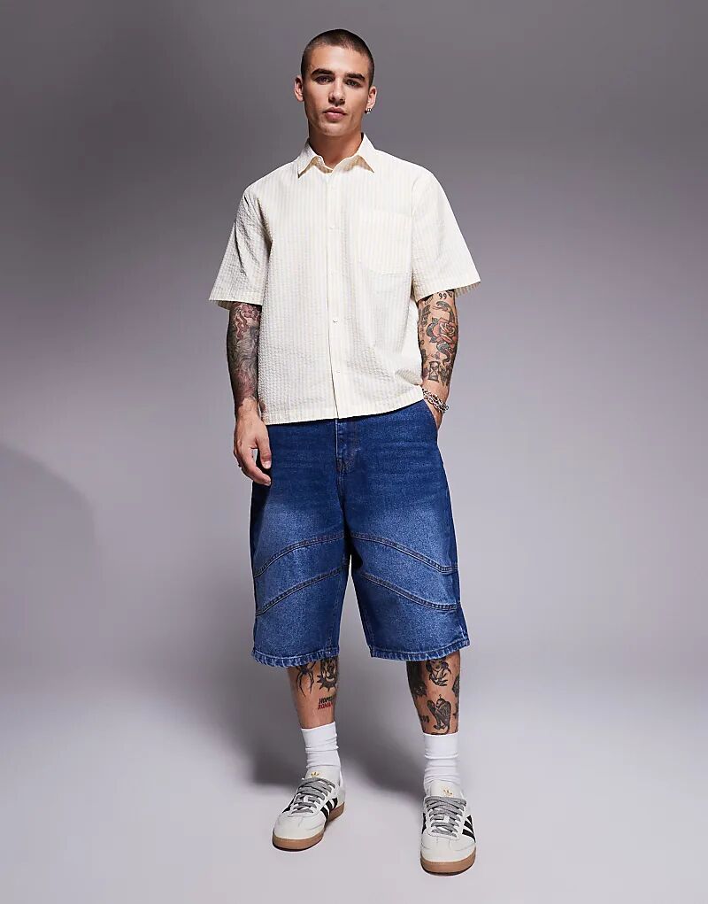 Джинсовые шорты с боковыми швами, цвет стираный синий
Джинсовые шорты с боковыми швами, цвет стираный синий