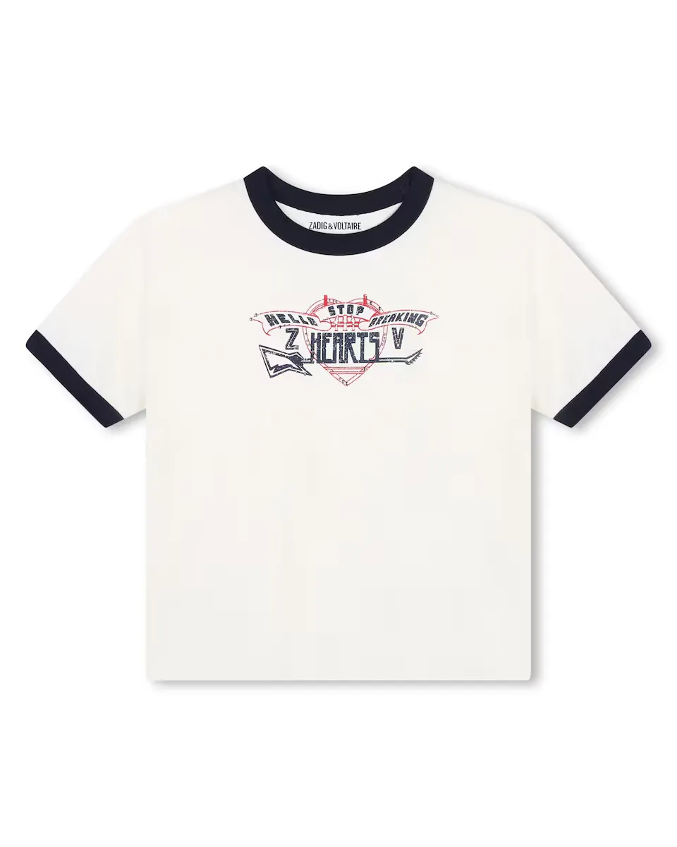 Хлопковая футболка для девочки с контрастной окантовкой Zadig & Voltaire, цвет Crudo
Хлопковая футболка для девочки с контрастной окантовкой Zadig & Voltaire, цвет Crudo