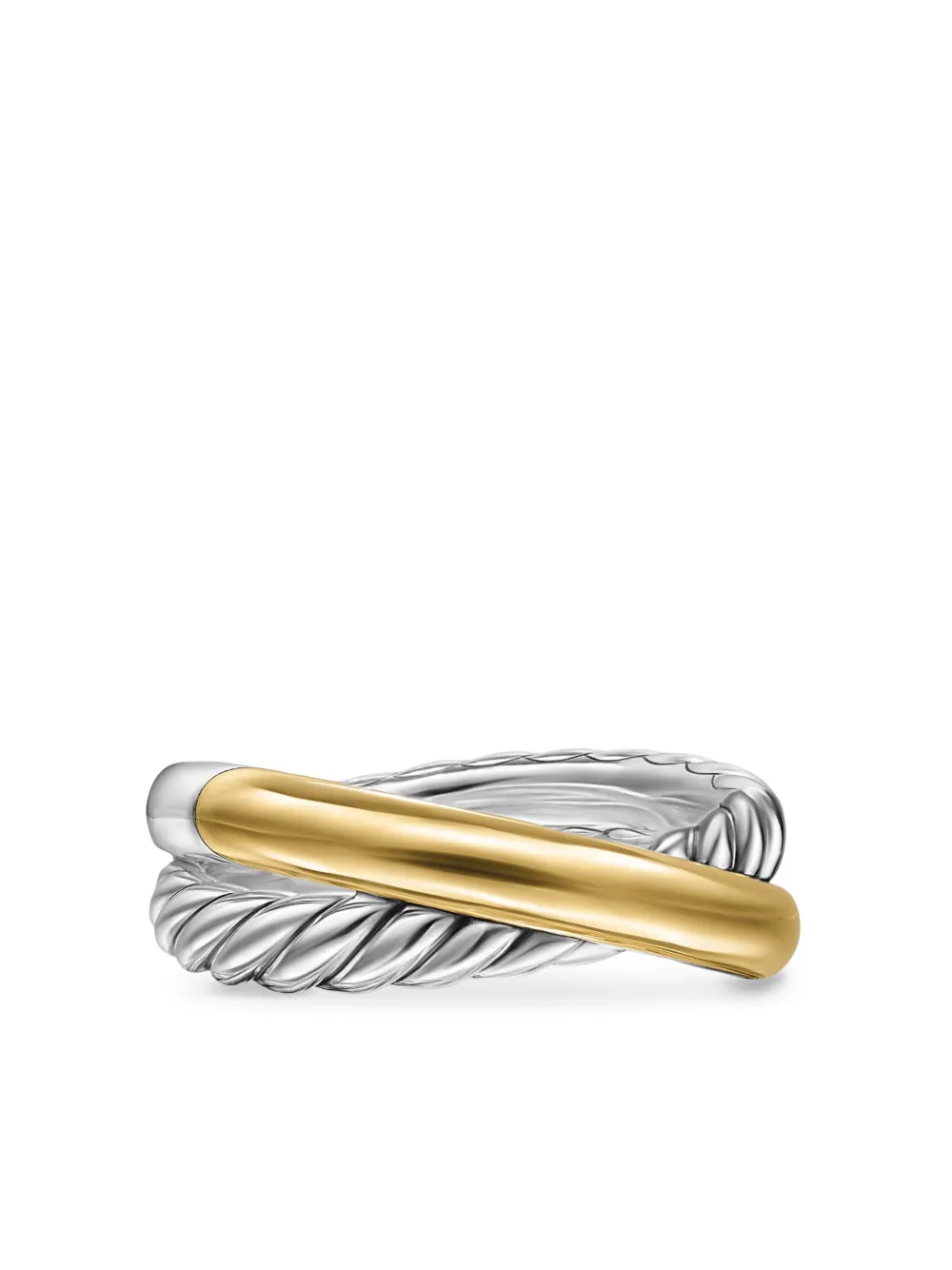 Кольцо Crossover Two Row из желтого золота (7.5 мм) David Yurman, серебяный