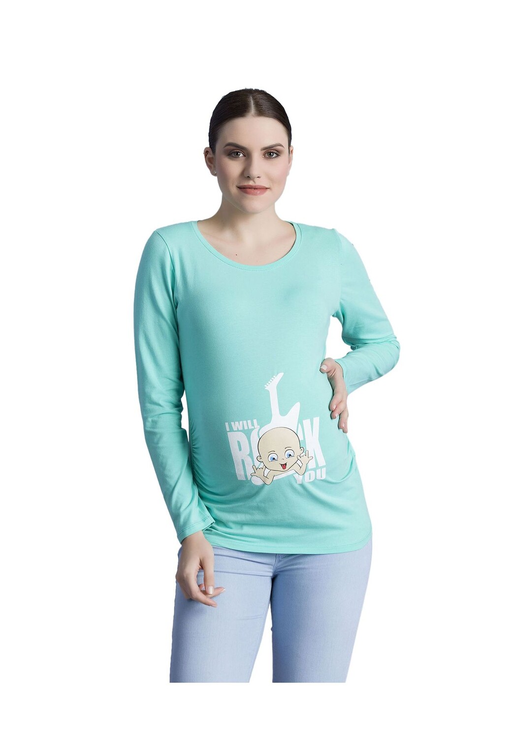 Рубашка с длинными рукавами для беременных I Will Rock You с мотивом M.M.C., мятный
Рубашка с длинными рукавами для беременных I Will Rock You с мотивом M.M.C., мятный
