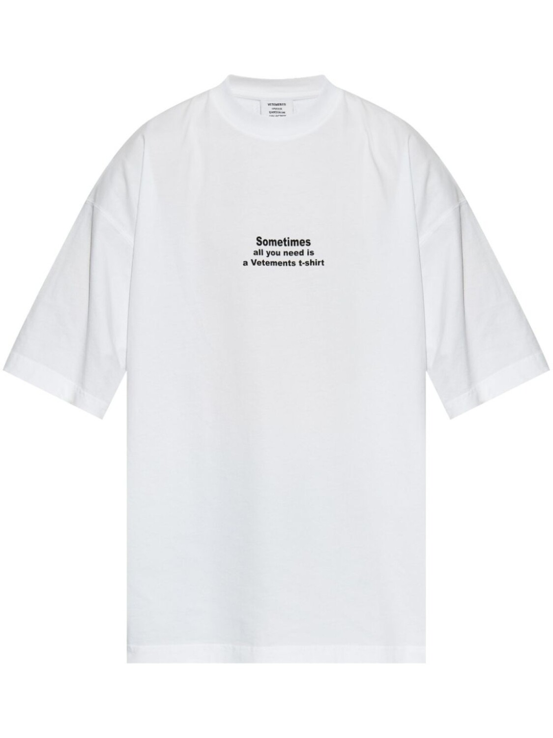 Хлопковая футболка с логотипом VETEMENTS, белый 
Хлопковая футболка с логотипом VETEMENTS, белый