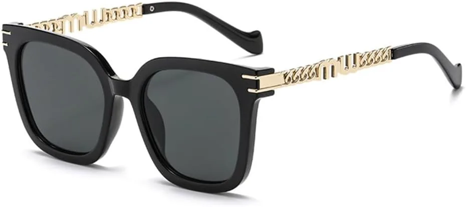 MUTYNE Модные винтажные квадратные солнцезащитные очки для женщин, роскошные, сексуальные, модные, с металлической цепочкой, в большой оправе, Black Black
MUTYNE Модные винтажные квадратные солнцезащитные очки для женщин, роскошные, сексуальные, модные, с металлической цепочкой, в большой оправе, Black Black