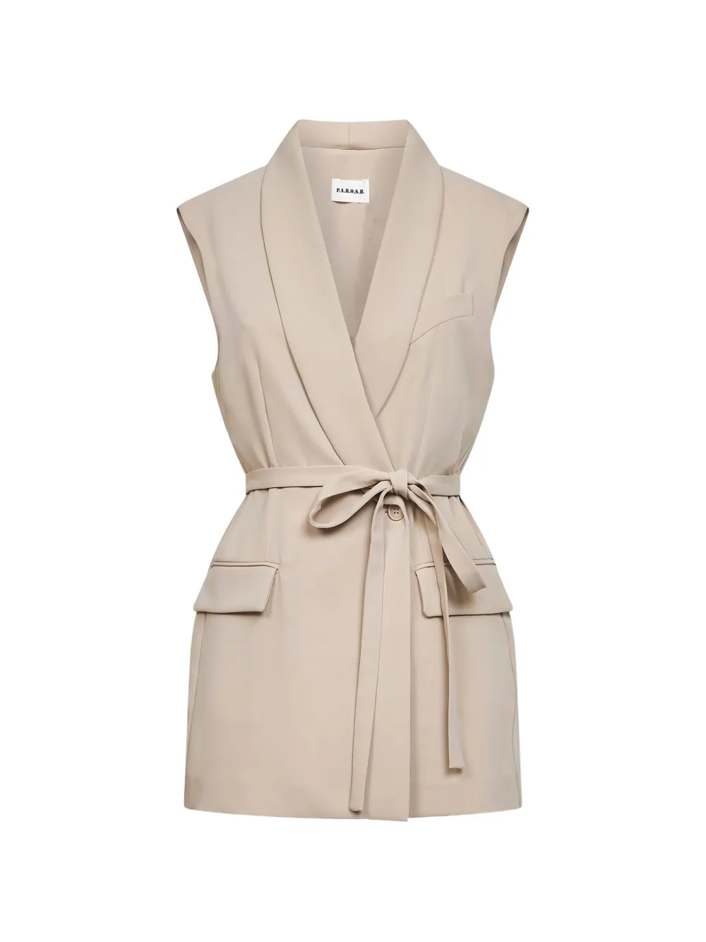 Топ без рукавов с поясом P.A.R.O.S.H., бежевый
Топ без рукавов с поясом P.A.R.O.S.H., бежевый