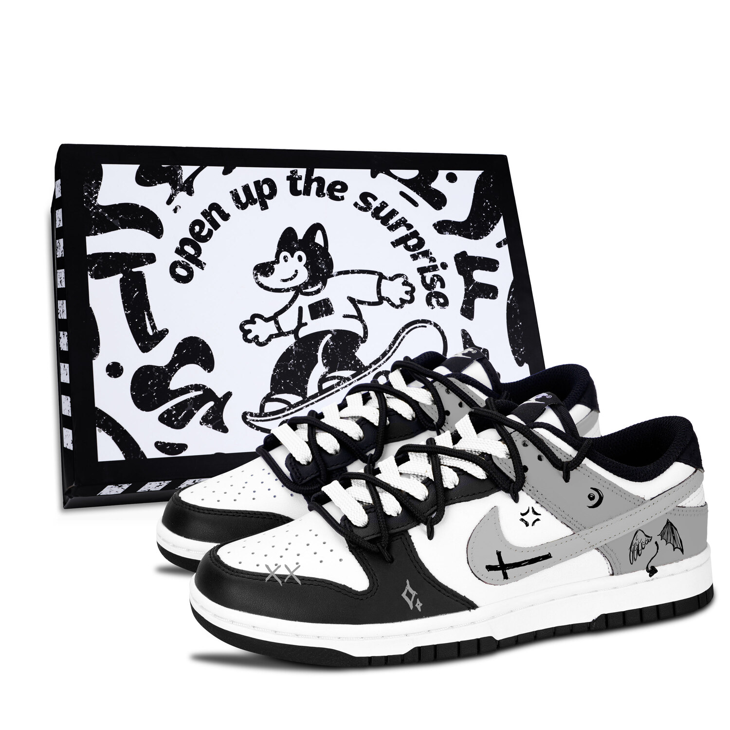 Dunk Black White, Feathered Mischief устойчивые к истиранию низкие кроссовки для скейтбординга Unisex Nike, серый
Dunk Black White, Feathered Mischief устойчивые к истиранию низкие кроссовки для скейтбординга Unisex Nike, серый