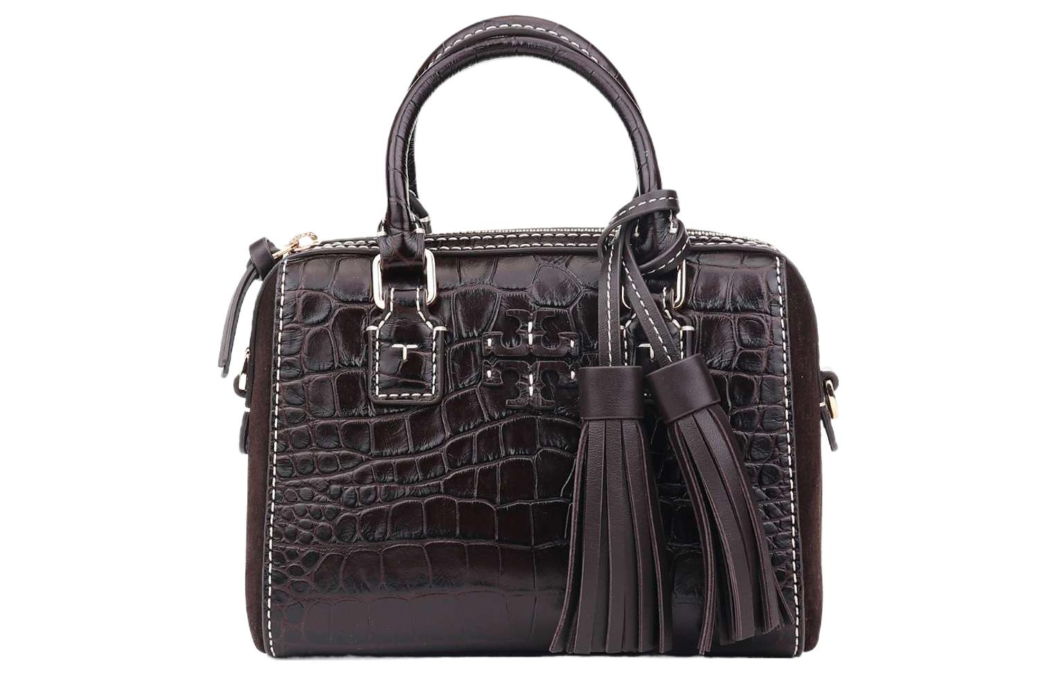 TORY BURCH Сумка Бостон из крокодиловой кожи с крокодиловым принтом миниатюрная женская коричневая
TORY BURCH Сумка Бостон из крокодиловой кожи с крокодиловым принтом миниатюрная женская коричневая