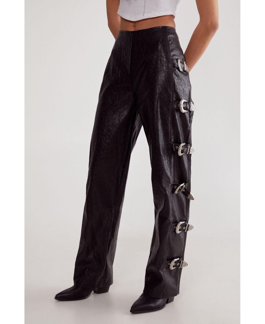 Брюки с пряжкой из искусственной кожи Nasty Gal, Black
Брюки с пряжкой из искусственной кожи Nasty Gal, Black