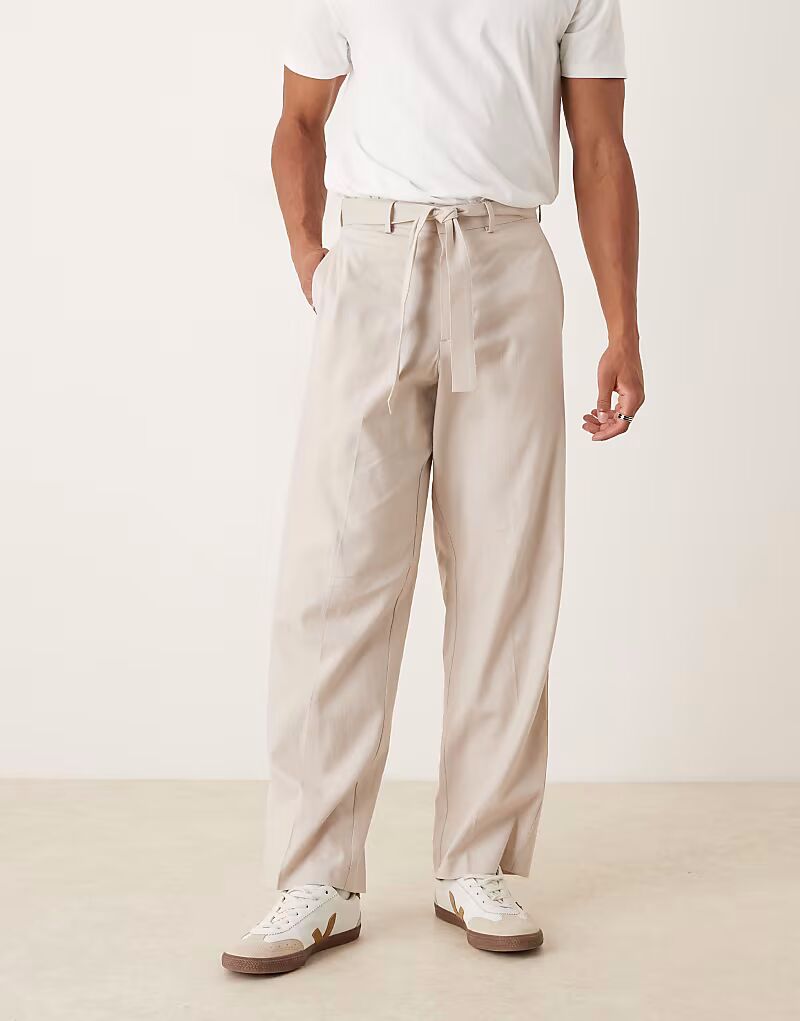 Элегантные брюки широкого кроя с поясом из льна Asos Design, серо-бежевый
Элегантные брюки широкого кроя с поясом из льна Asos Design, серо-бежевый