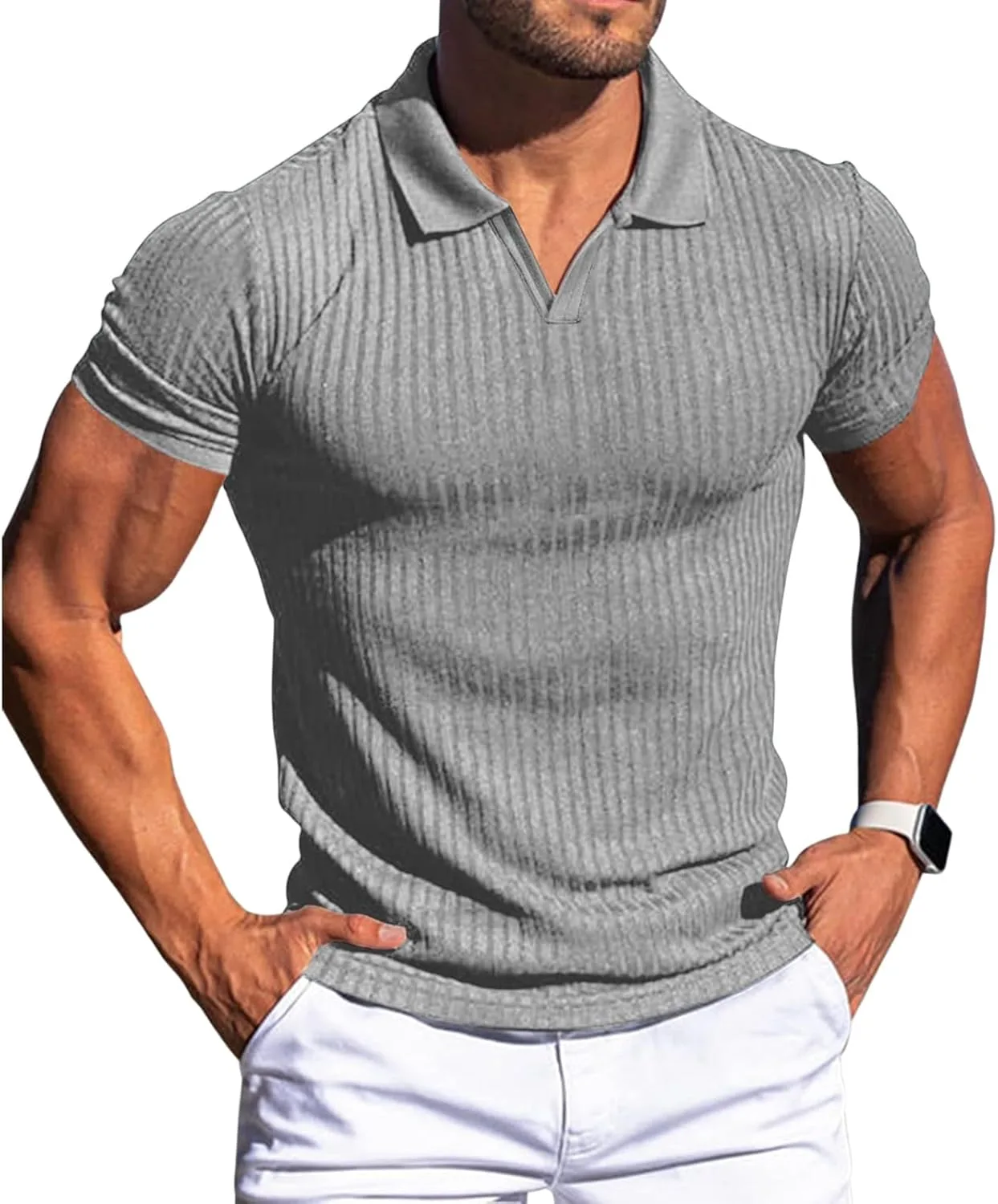 Мужская вязаная поло с V-образным вырезом Slim Fit, короткий рукав, хлопковый состав
Мужская вязаная поло с V-образным вырезом Slim Fit, короткий рукав, хлопковый состав