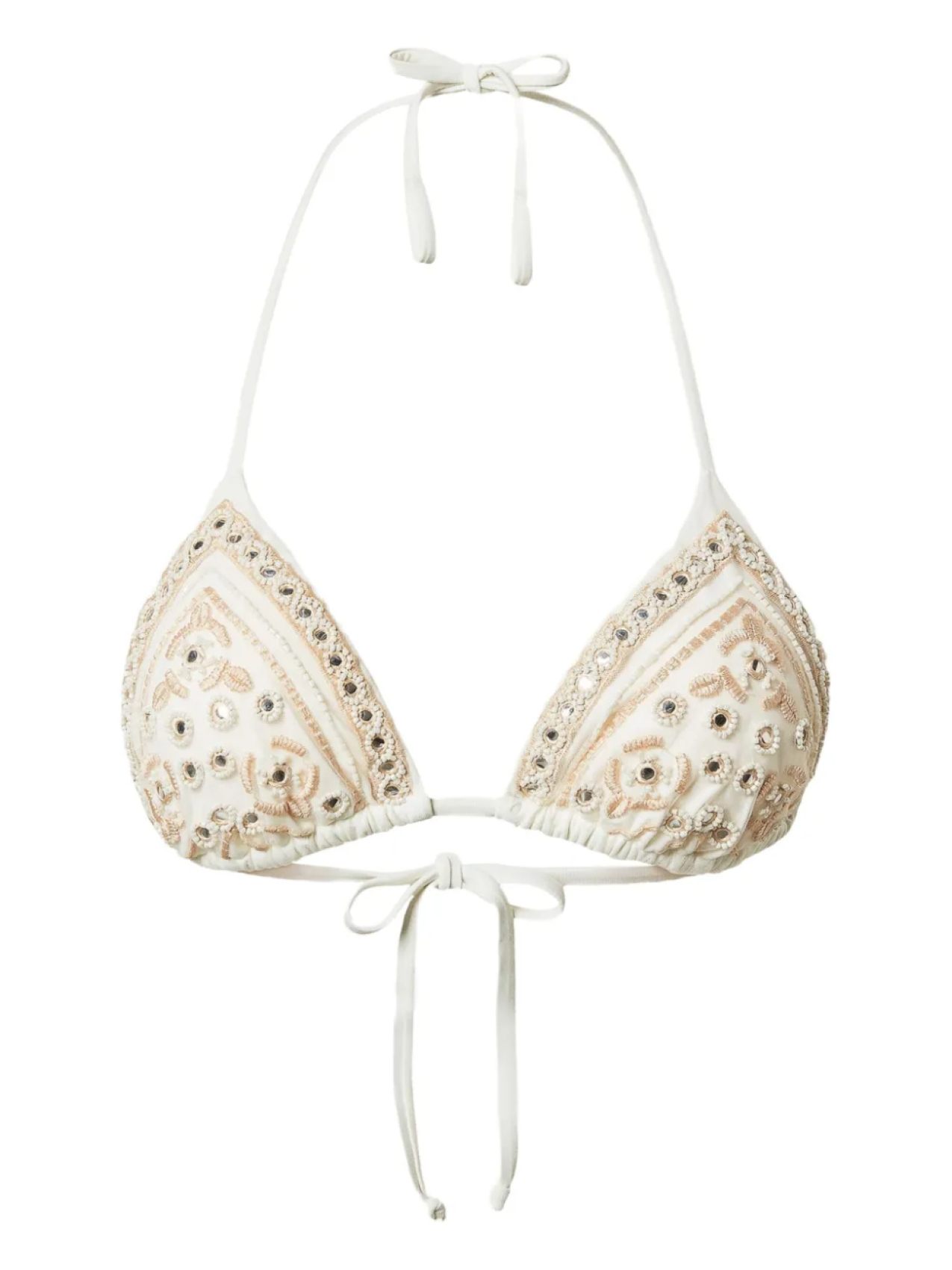 Верх бикини с треугольными чашечками и вышивкой TWINSET, белый 
Верх бикини с треугольными чашечками и вышивкой TWINSET, белый