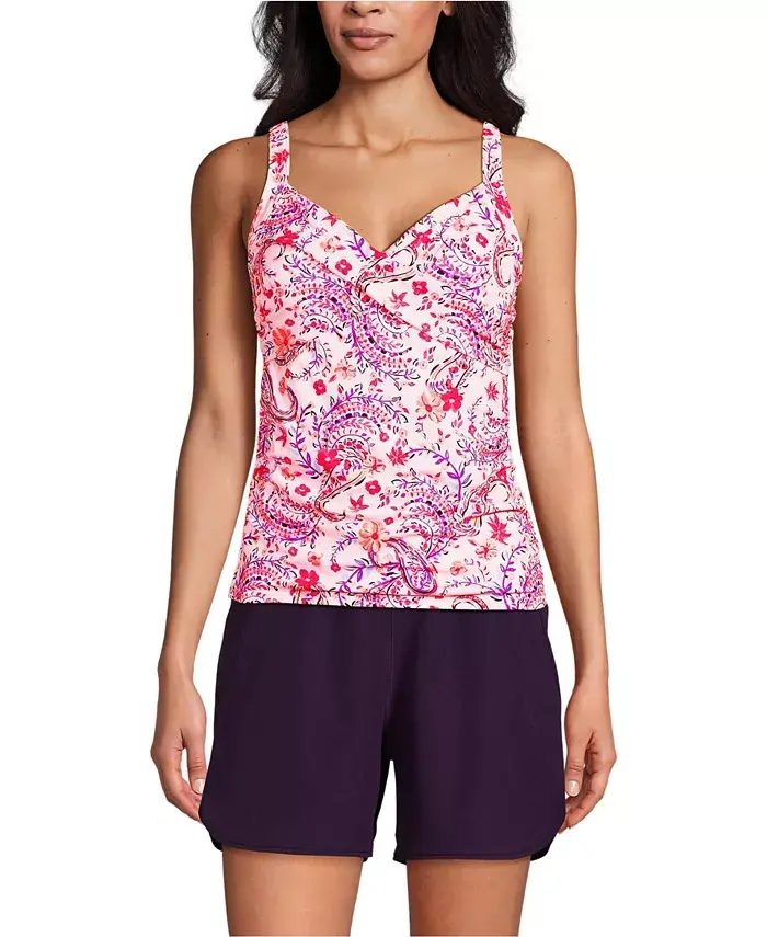 Женский топ-танкини с V-образным вырезом, запахом и косточками, чашка D Lands' End, розовый
Женский топ-танкини с V-образным вырезом, запахом и косточками, чашка D Lands' End, розовый