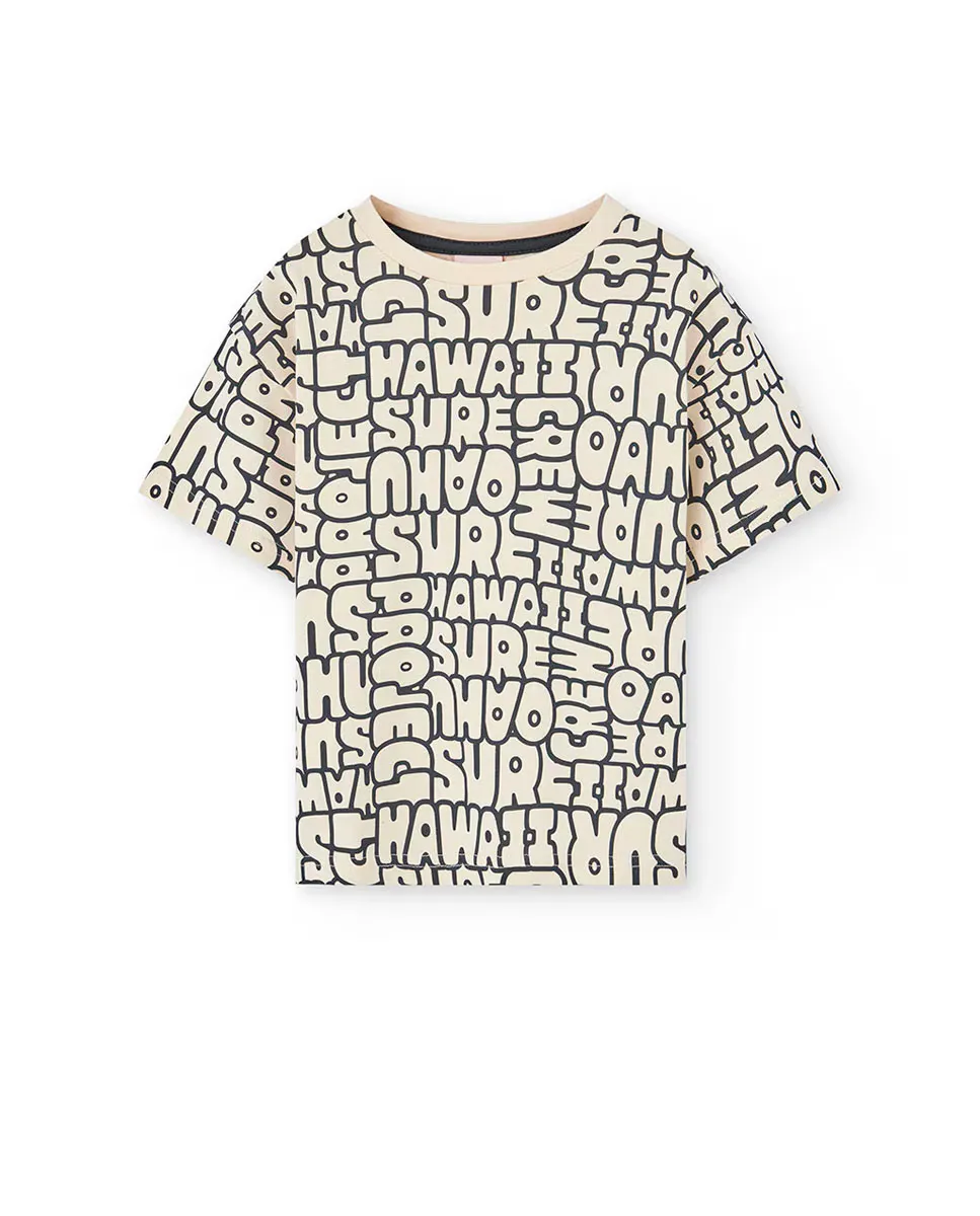 Футболка для мальчиков из хлопка с принтом по всей поверхности Boboli, кремовый 
Футболка для мальчиков из хлопка с принтом по всей поверхности Boboli, кремовый