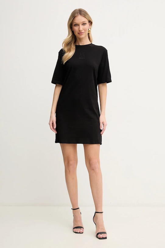 Хлопковое платье Armani Exchange, черный 
Хлопковое платье Armani Exchange, черный