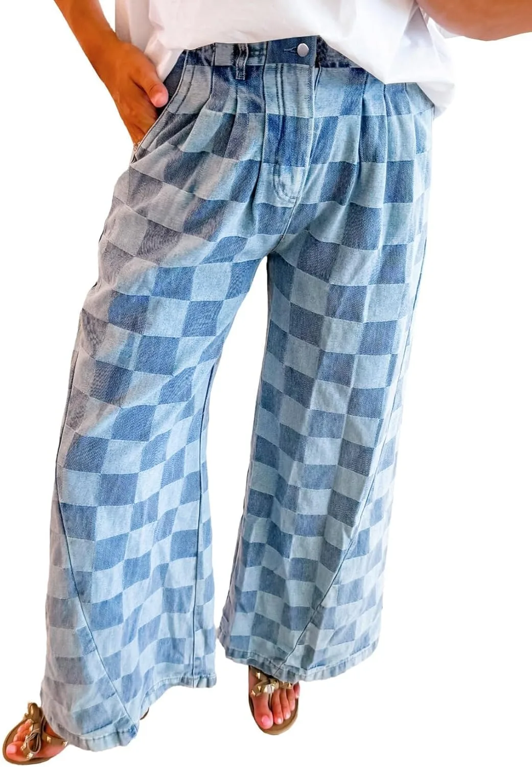 Женские клетчатые джинсы Melliflo с широкими штанинами и эластичным поясом
Женские клетчатые джинсы Melliflo с широкими штанинами и эластичным поясом