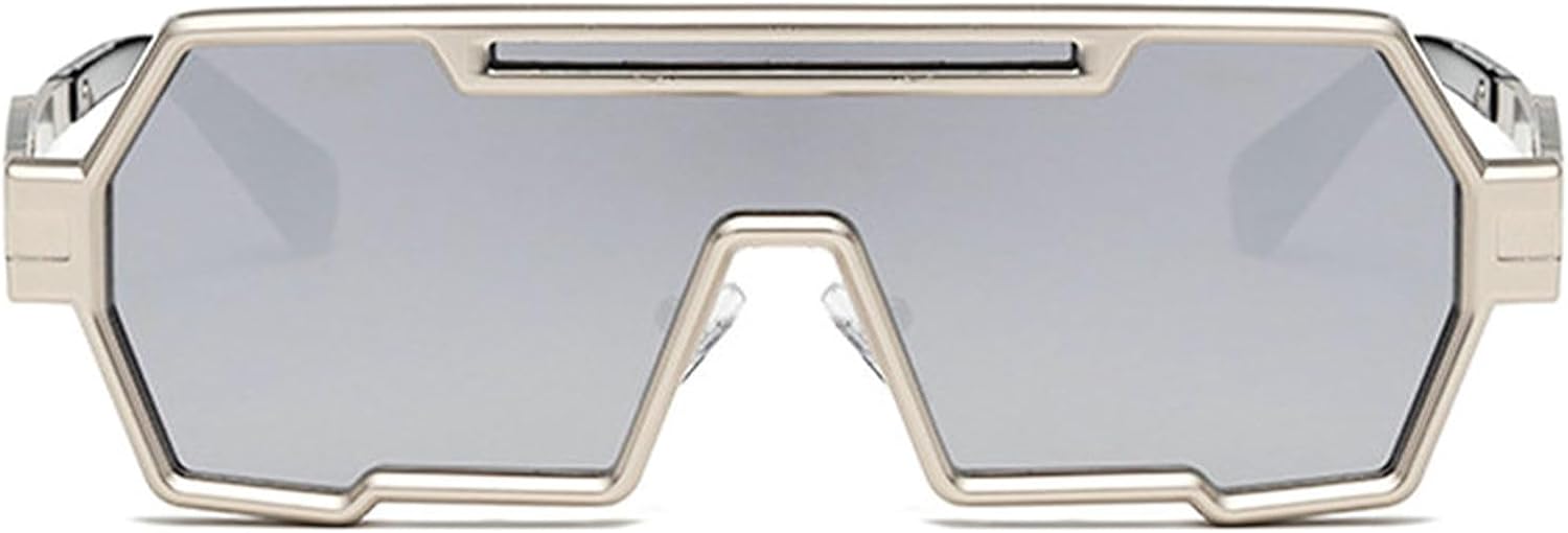 Willochra Модные большие цельные солнцезащитные очки для мужчин, винтажные металлические панк-очки с зеркальными линзами, защита от УФ-излучения UV400, роскошные солнцезащитные очки для женщин, Silver
Willochra Модные большие цельные солнцезащитные очки для мужчин, винтажные металлические панк-очки с зеркальными линзами, защита от УФ-излучения UV400, роскошные солнцезащитные очки для женщин, Silver