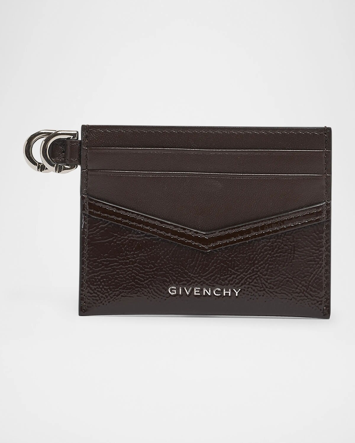 Визитница Voyou из блестящей мятой кожи Givenchy, цвет Ebony Brown 
Визитница Voyou из блестящей мятой кожи Givenchy, цвет Ebony Brown