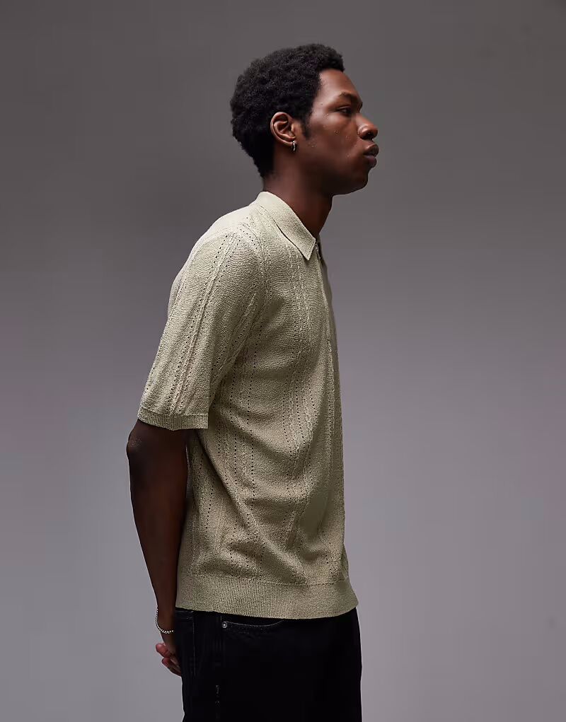 Трикотажная рубашка-поло Topman с короткими рукавами и фактурной молнией 1/4 цвета шалфея
Трикотажная рубашка-поло Topman с короткими рукавами и фактурной молнией 1/4 цвета шалфея