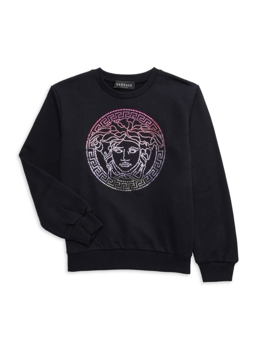 Флисовая толстовка с декором Медуза для маленьких девочек Versace, черный мульти
Флисовая толстовка с декором Медуза для маленьких девочек Versace, черный мульти