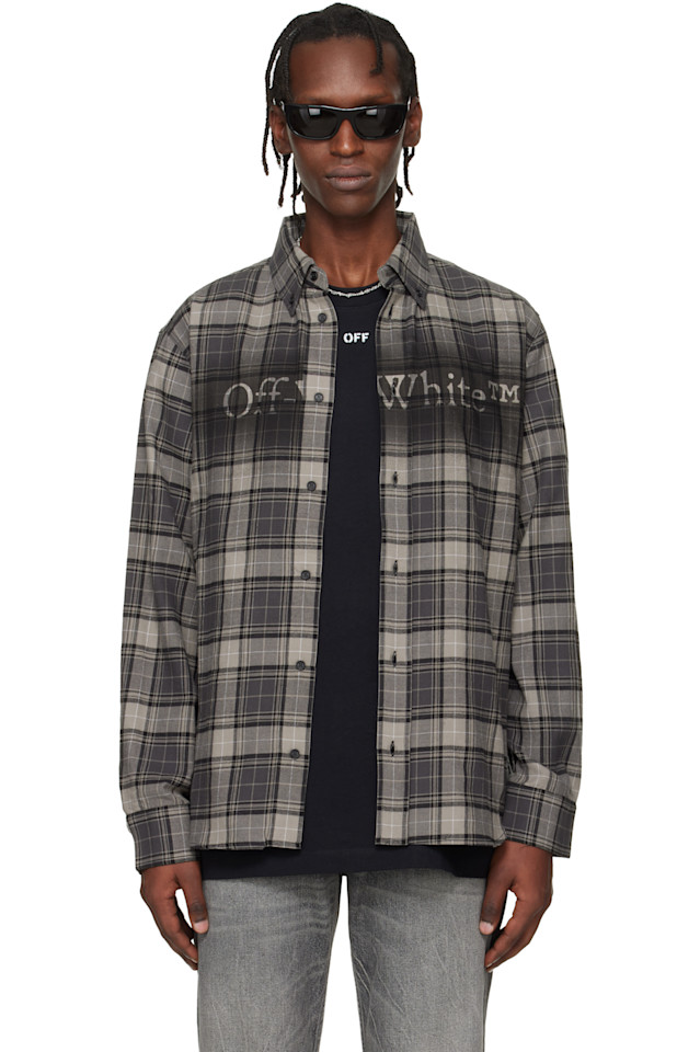 Off-White Серая клетчатая фланелевая рубашка
Off-White Серая клетчатая фланелевая рубашка