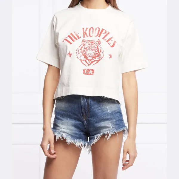 Укороченная футболка The Kooples, бежевый
Укороченная футболка The Kooples, бежевый