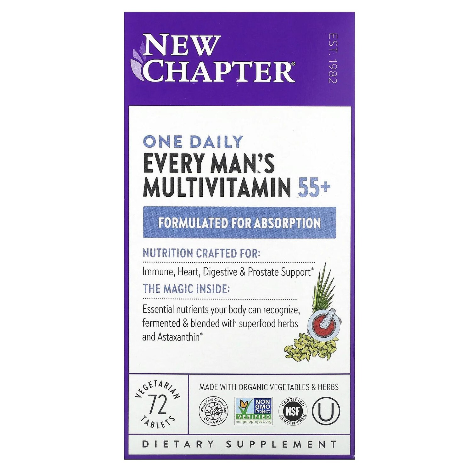New Chapter Мультивитамины для мужчин Every Man's One Daily 55+ 72 вегетарианских таблетки
New Chapter Мультивитамины для мужчин Every Man's One Daily 55+ 72 вегетарианских таблетки