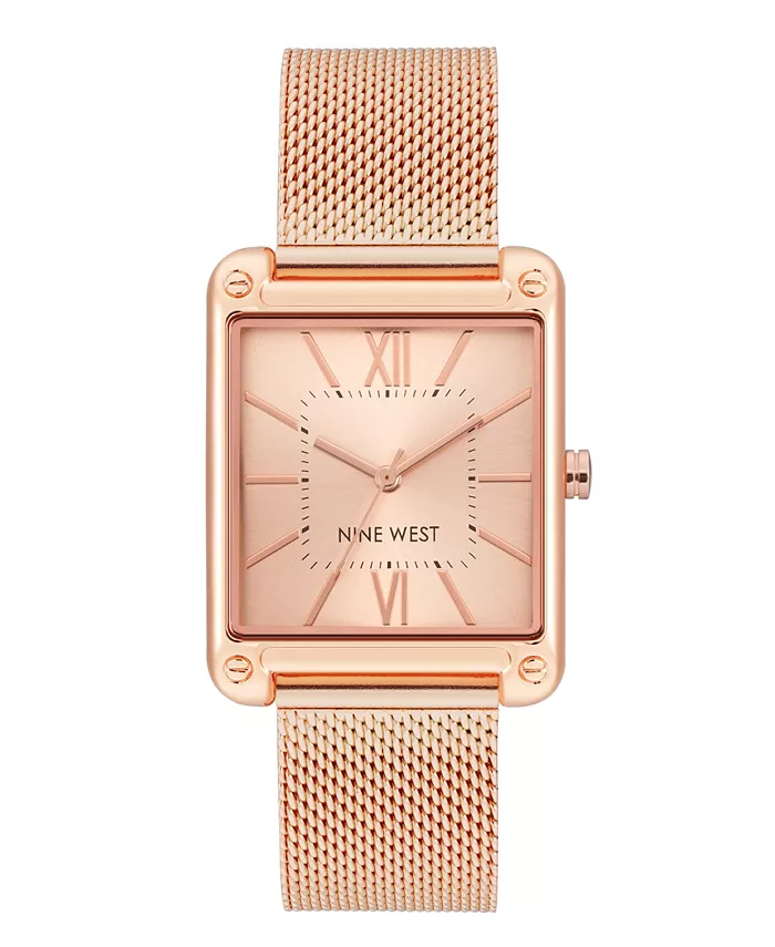 Женские часы Quartz прямоугольные с корпусом из нержавеющей стали розового золота и браслетом-сеткой, 29 мм Nine West
Женские часы Quartz прямоугольные с корпусом из нержавеющей стали розового золота и браслетом-сеткой, 29 мм Nine West