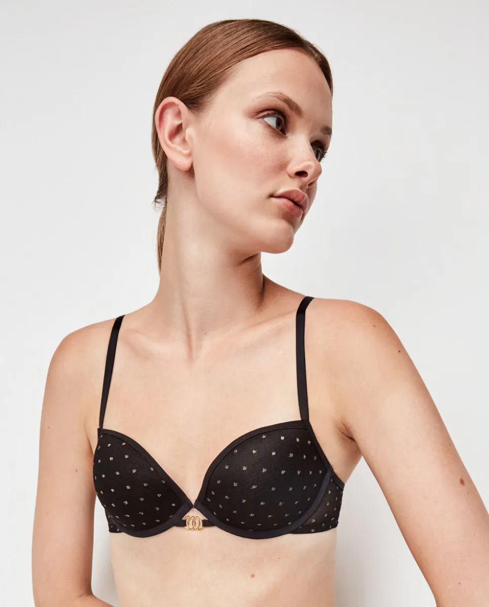 Бюстгальтер пуш-ап на косточках и пене в золотистый горошек Gisela, чёрный
Бюстгальтер пуш-ап на косточках и пене в золотистый горошек Gisela, чёрный