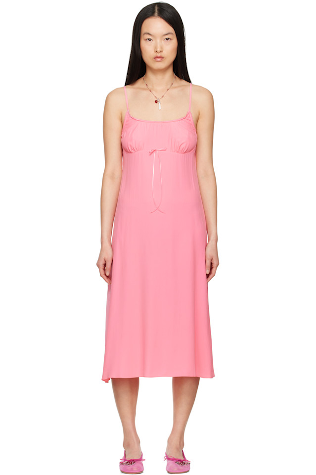 Неглиже с бантом миди-платье-комбинация Simone Rocha, розовый 
Неглиже с бантом миди-платье-комбинация Simone Rocha, розовый