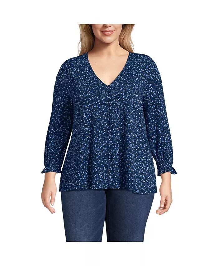 Легкий трикотажный топ на пуговицах спереди с рукавами 3/4 больших размеров Lands' End, синий
Легкий трикотажный топ на пуговицах спереди с рукавами 3/4 больших размеров Lands' End, синий