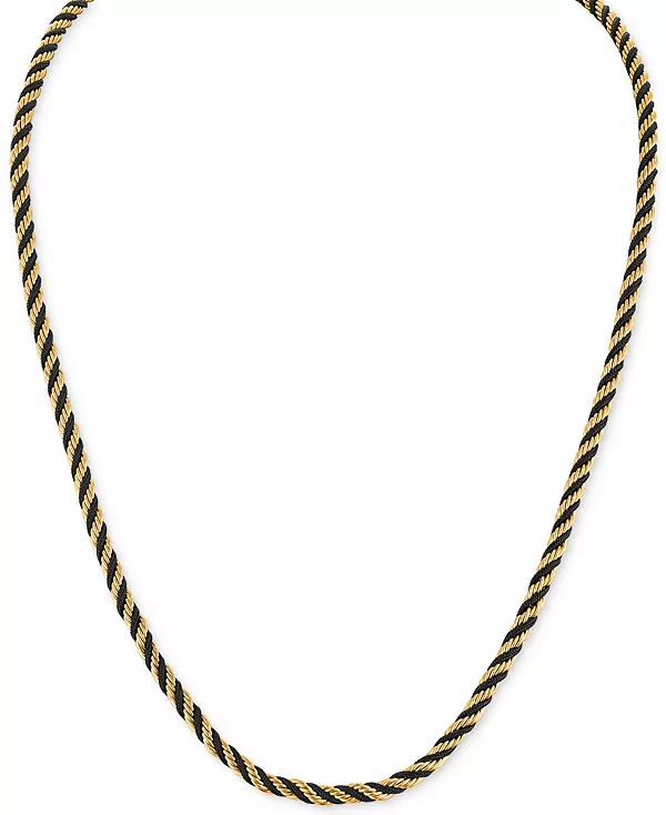 Ожерелье из черной переплетенной веревочной цепи длиной 22 дюйма из нержавеющей стали с ионным покрытием золотистого оттенка, эксклюзивно в Macy's Esquire Men'S Jewelry, black/gold
Ожерелье из черной переплетенной веревочной цепи длиной 22 дюйма из нержавеющей стали с ионным покрытием золотистого оттенка, эксклюзивно в Macy's Esquire Men'S Jewelry, black/gold