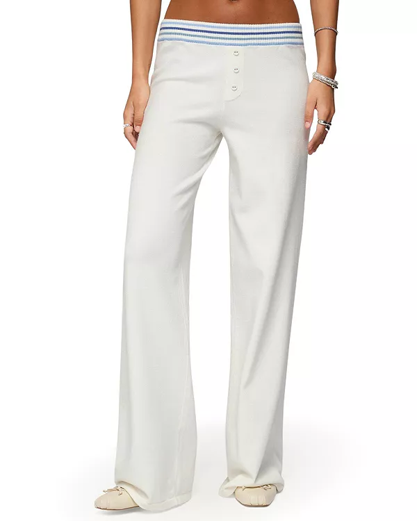 Вязаные брюки в полоску Мия Edikted, белый
Вязаные брюки в полоску Мия Edikted, белый