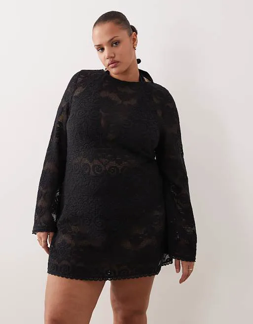 Черное пляжное кружевное мини-платье крючком ASOS DESIGN Curve Minette
Черное пляжное кружевное мини-платье крючком ASOS DESIGN Curve Minette