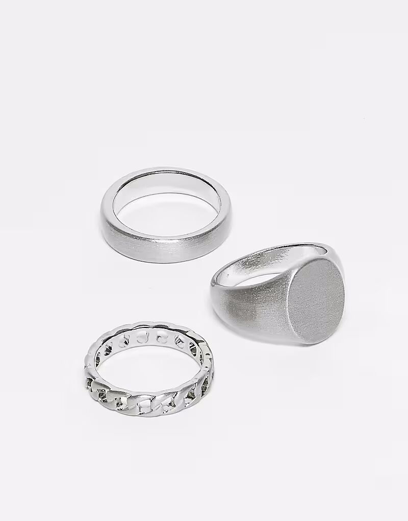 Набор из 3 серебряных колец-печаток с цепочкой и матовойделкой Asos Design
Набор из 3 серебряных колец-печаток с цепочкой и матовойделкой Asos Design