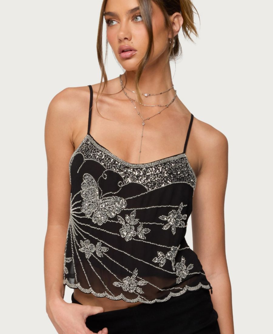 Женская майка из шифона с опаловыми бусинами и пайетками Edikted, Black
Женская майка из шифона с опаловыми бусинами и пайетками Edikted, Black