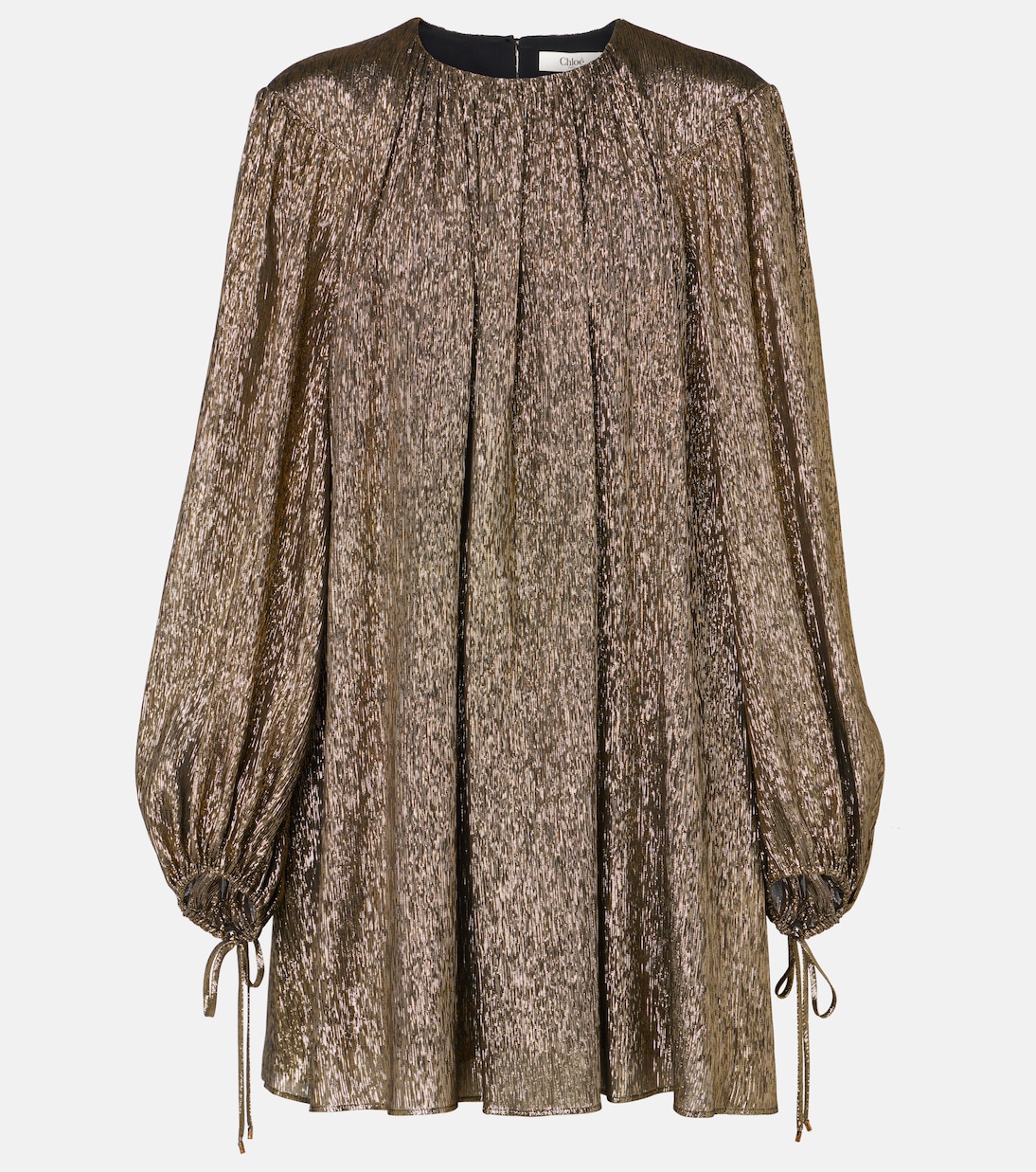 Мини-платье из смесового шелка с рукавами-фонариками Chloé, Black Gold
Мини-платье из смесового шелка с рукавами-фонариками Chloé, Black Gold