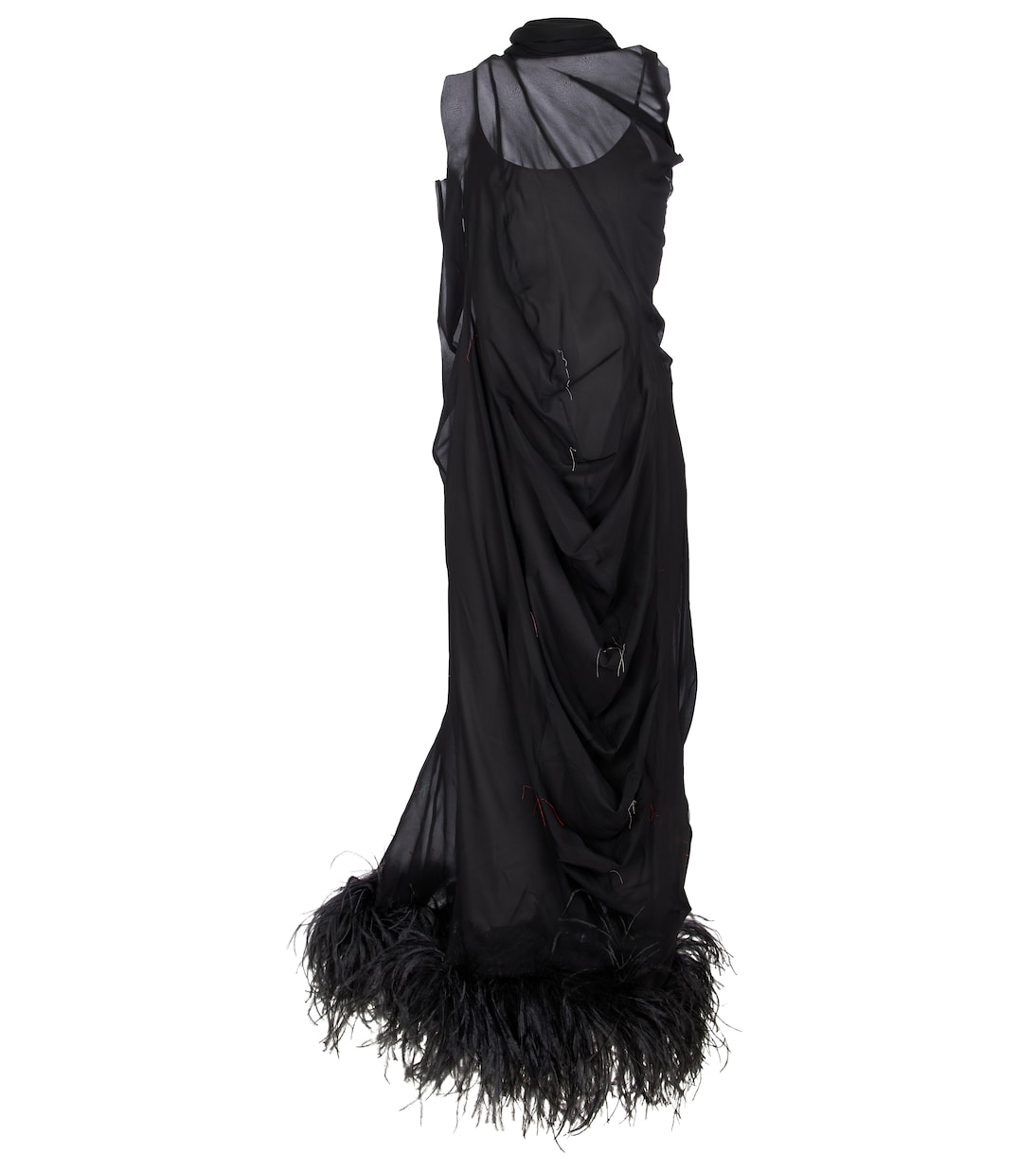 Платье из эластичного шелка с отделкой из перьев Maison Margiela, черный
Платье из эластичного шелка с отделкой из перьев Maison Margiela, черный