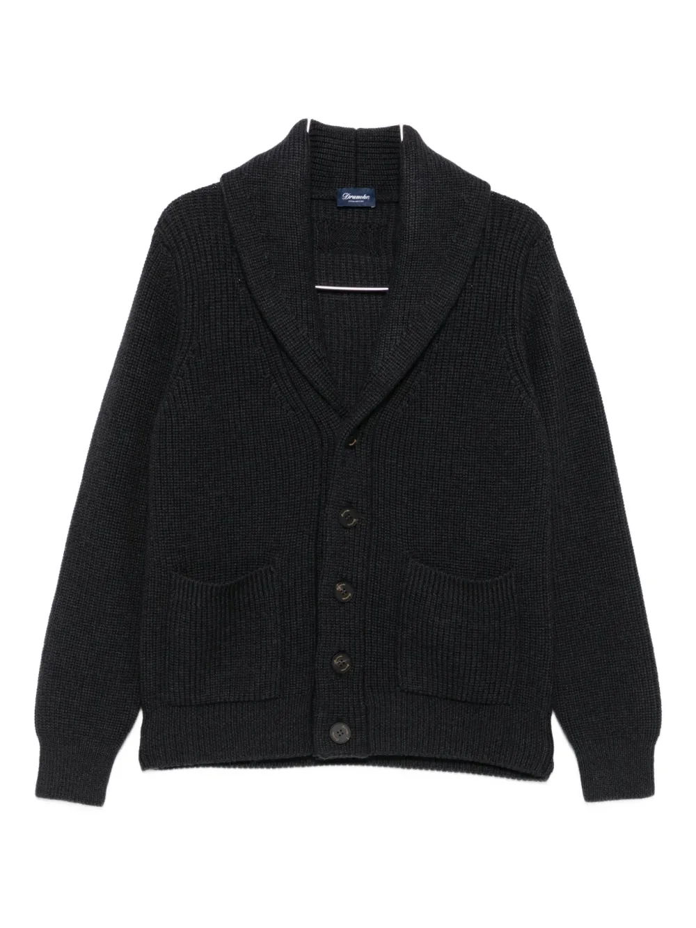 Кардиган с шалевым воротником и накладными карманами Drumohr, серый
Кардиган с шалевым воротником и накладными карманами Drumohr, серый