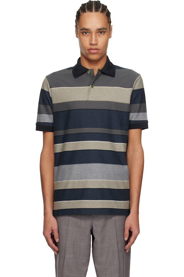 Хлопковая полосатая поло Paul Smith, синий 
Хлопковая полосатая поло Paul Smith, синий