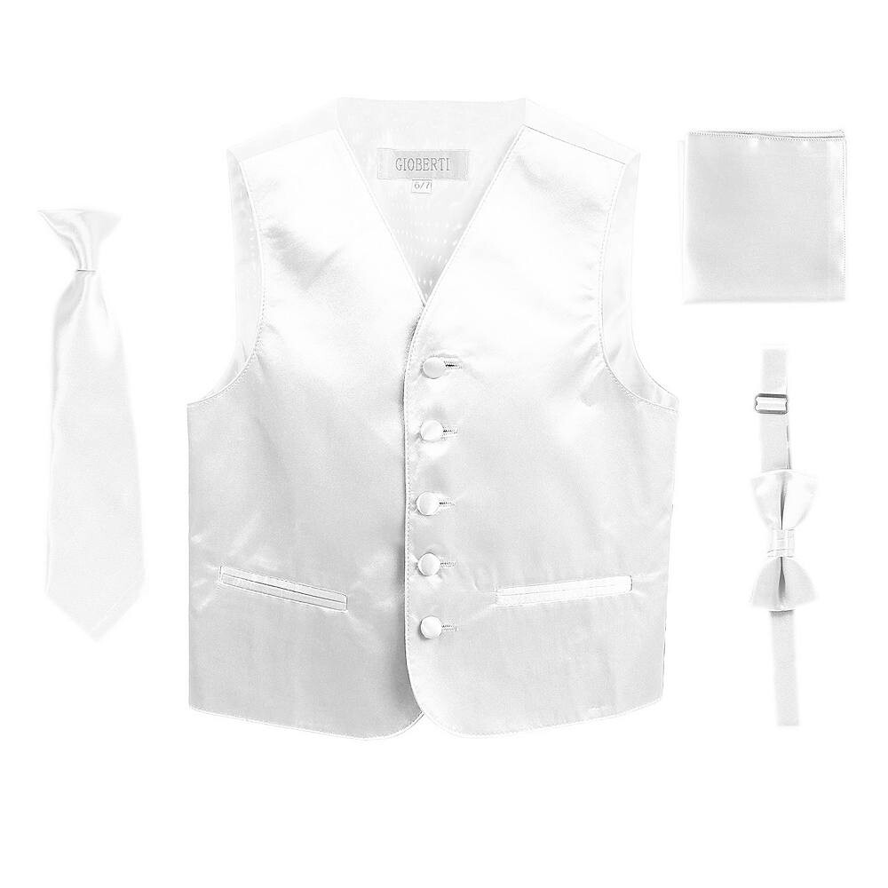 Атласный формальный жилет Gioberti Boy's из 4 предметов: жилет, галстук-бабочка, галстук, нагрудный платок, белый
Атласный формальный жилет Gioberti Boy's из 4 предметов: жилет, галстук-бабочка, галстук, нагрудный платок, белый